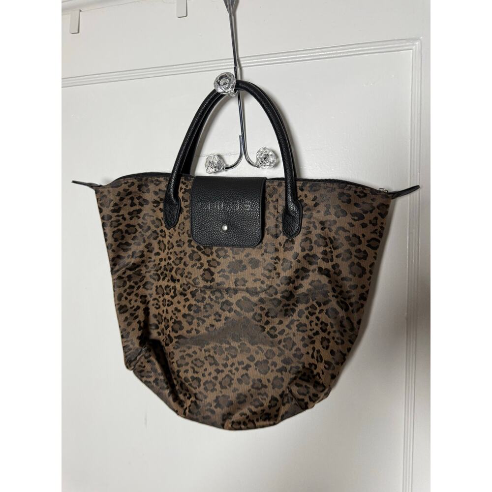 Chico's Women's Packable Foldable Travel Purse Animal Leopard Zip Top Tote Bag - Picture 2 of 7